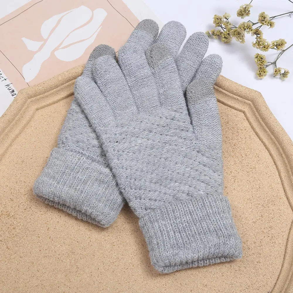 Winter warmth with cat and bird printed thermal knitted cashmere feel gloves - energize your cold days with cozy comfort women or teens girls gloves