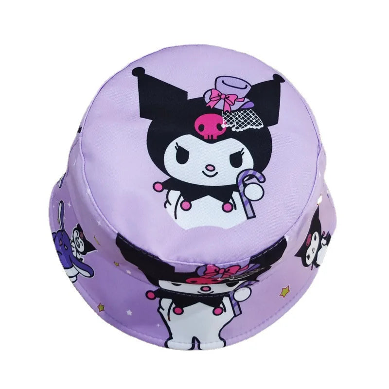 Kuromi panama summer sun hat cap for kids: anime cute big ear cartoon fisherman cap - summer sun protection with style! for holidays and sea 3-12 years old boys girls picachu pokemon