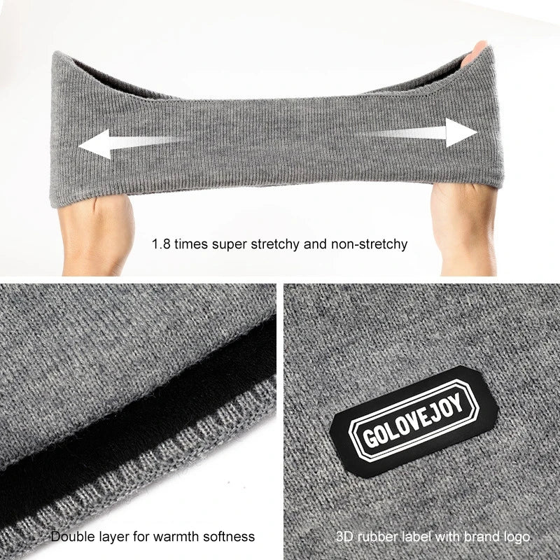 Double Layer Warm Earmuffs Headwear Windproof Ear Warmer for Men in Cycling, Yoga, Running, and Workout for Winter