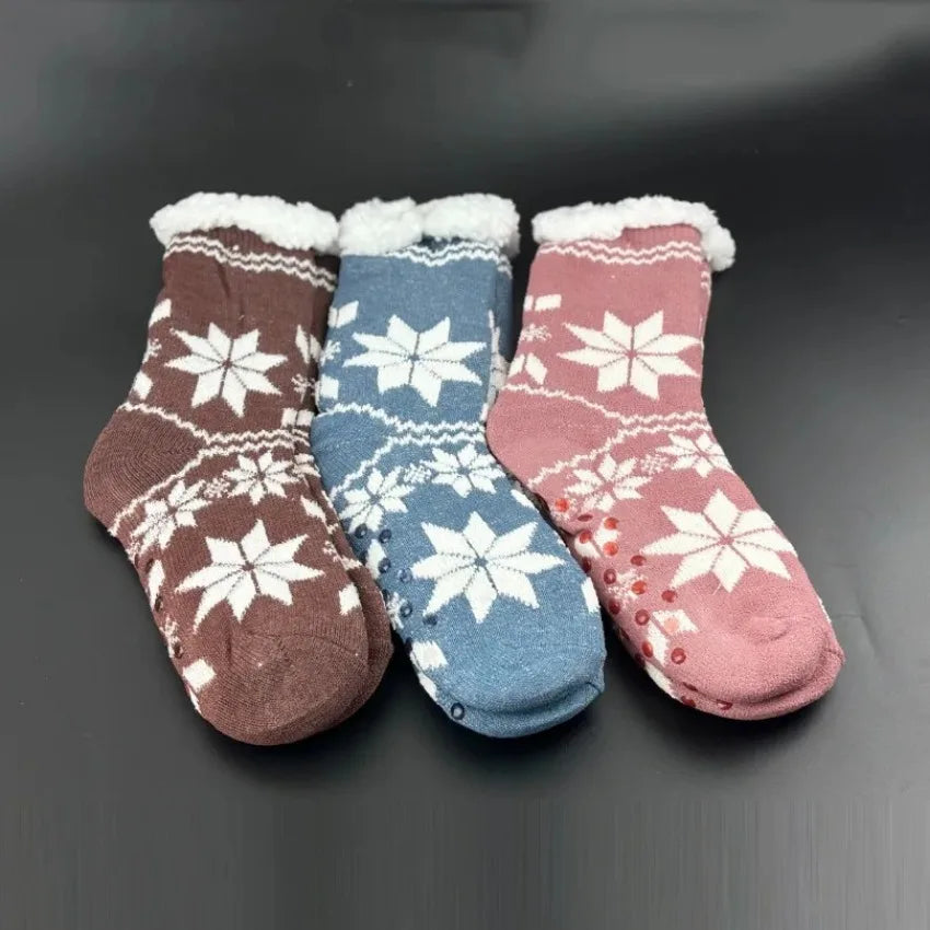Winter warm socks for women for cozy Christmas holidays, thermal sleeping socks with non-slip grip