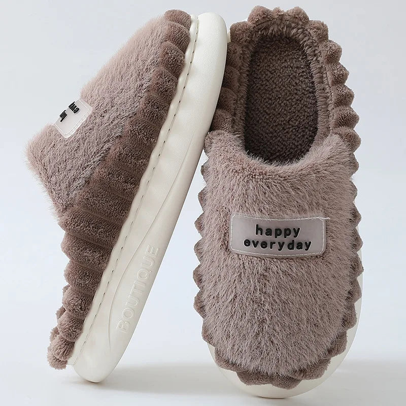 Pantoufles en coton pour hommes et femmes, grandes pantoufles d'hiver chaudes et épaisses en peluche, chaudes et décontractées
