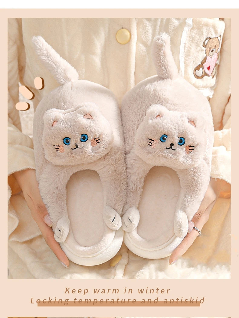 Furry & Warm Cozy Cat Winter Slippers for women extra wither warmth or a special gift