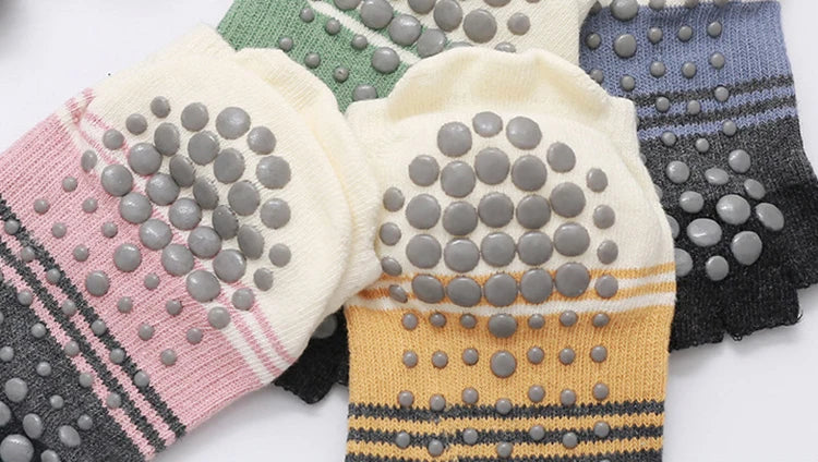 Luxurious silicone non-slip cotton yoga socks for women 5 toes to elevate your practice with style and comfort