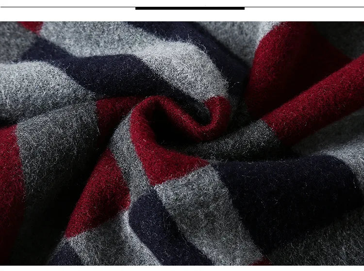 sophisticated cashmere blend warm plaid men's Scarf for winter, casual-business look perfect Gift
