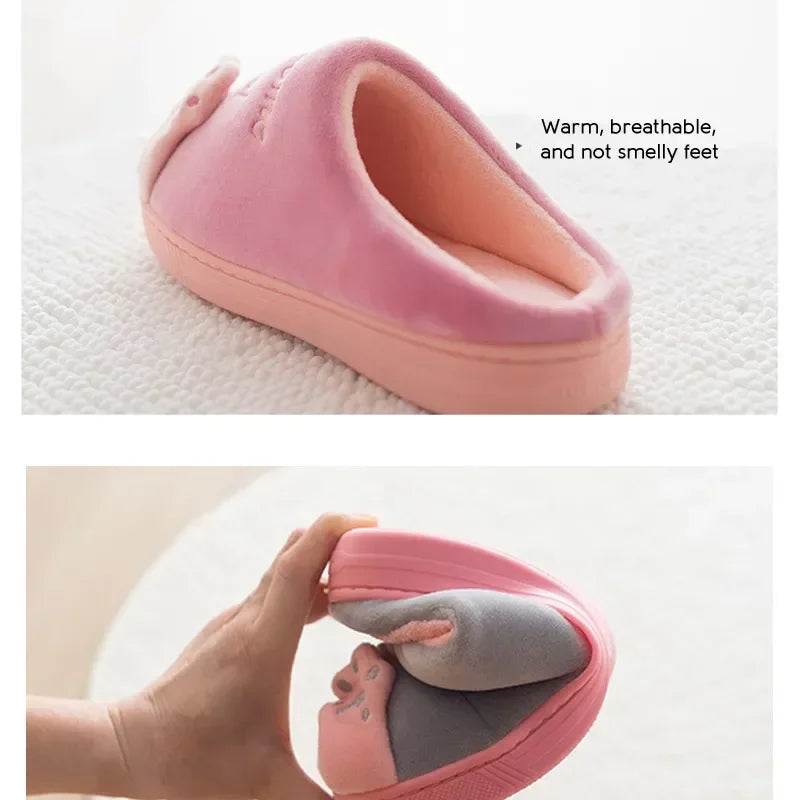 Cozy Cat cartoon Women's Slippers for extra Winter Warmth and Non-Slip Comfort!