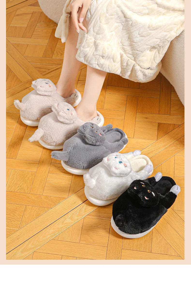Furry & Warm Cozy Cat Winter Slippers for women extra wither warmth or a special gift