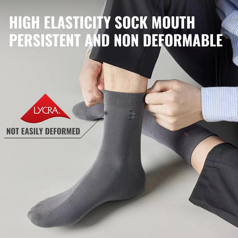 10-Pair set of antibacterial pure cotton men socks for business