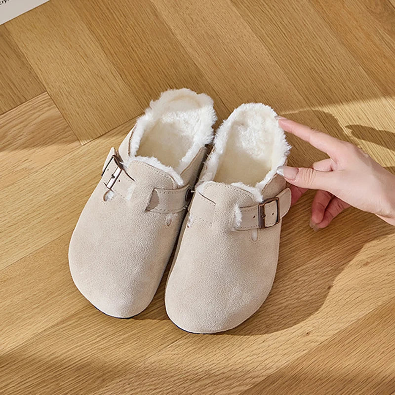 Un confort intemporel avec nos chaussons d'hiver en cuir de vache naturel à l'élégance classique chaud moelleux cosy pour femme