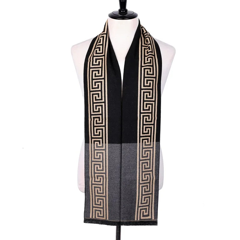 High-Quality Winter classic cashmere feel blend scarf for Men vintage long luxury shawl great gift