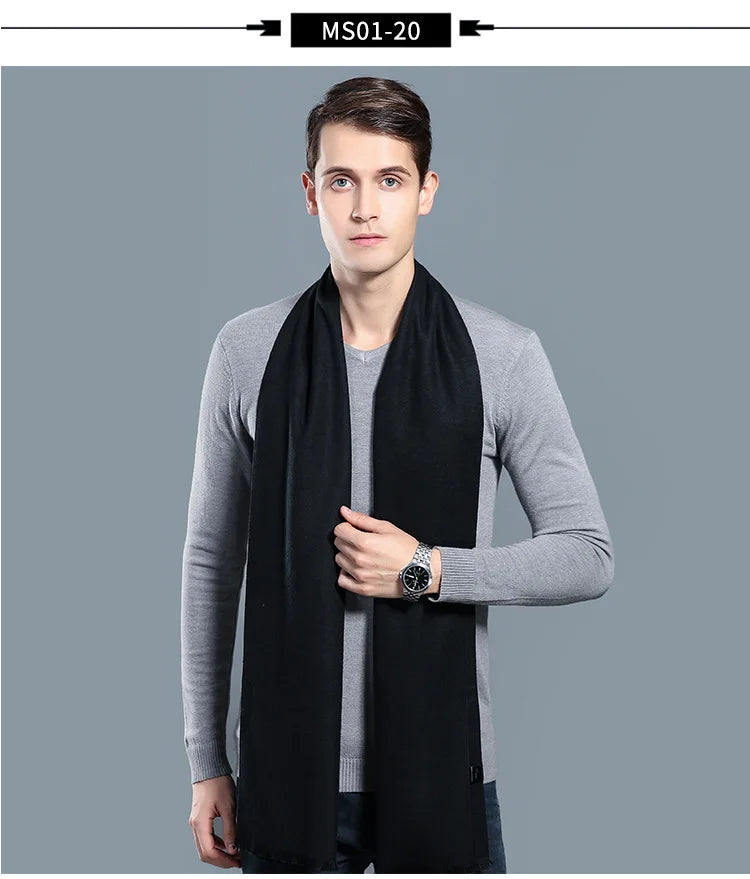 sophisticated cashmere blend warm plaid men's Scarf for winter, casual-business look perfect Gift
