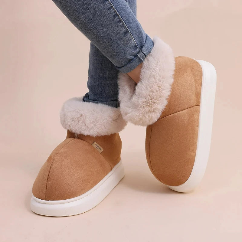 Winter Fur Women's Shoes boots slippers that are Cozy, Antiskid sole Fashionable Solid Colors, Perfect for even Outdoor Warmth and Casual Comfort
