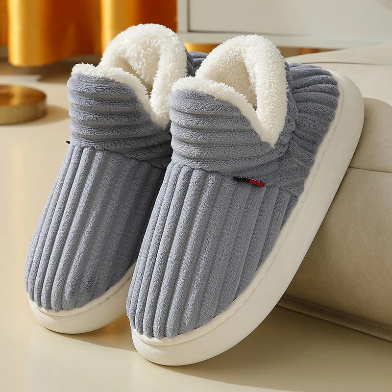 Unisex Cotton Slippers great Winter Plush Shoes, for Casual Warmth & Snowy Days men women