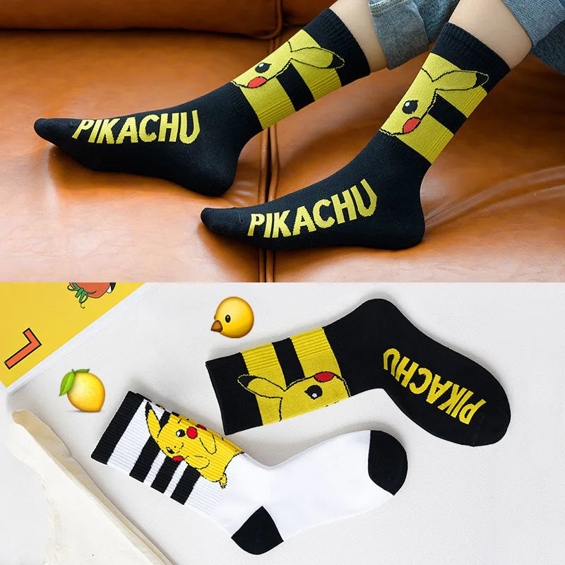 Pikachu & Friends cartoon anime socks for men and women ankle socks with Charmander Kawaii Winter Cotton