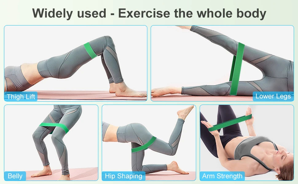 Enhance your home Workout with this set of 5 resistance Loop exercise bands for fitness, Strength Training, and Physical Therapy for yoga pilates muscle strenth training stretching and more