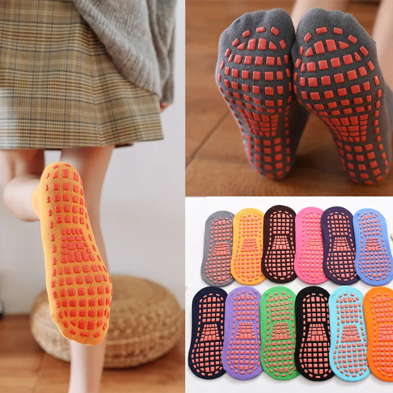 Elastic Non-Slip Cotton Breathable Comfort Socks for Yoga, gym, pilates or Trampoline, and kids stable steps or ballet and other activities