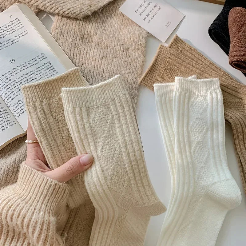 Versatile Wool Medium-Tube Socks for Women for Cozy Elegance 6 Pairs set