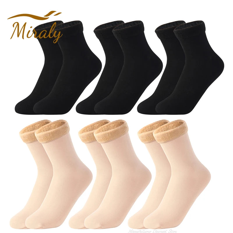 Thermal socks for women winter warm thick fleece wool cotton blend for Snow or home