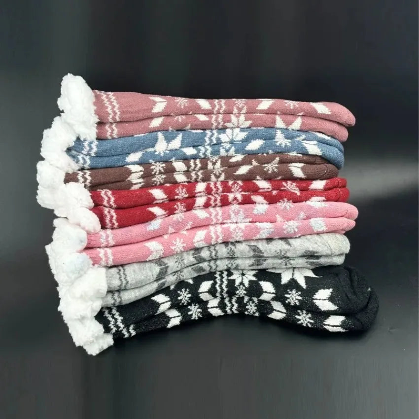 Winter warm socks for women for cozy Christmas holidays, thermal sleeping socks with non-slip grip