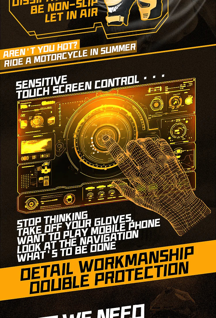 Full finger touch screen motorcycle gloves very versatile outdoor gear for riding, training, sports and other activities