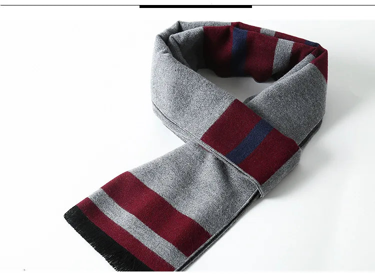 sophisticated cashmere blend warm plaid men's Scarf for winter, casual-business look perfect Gift