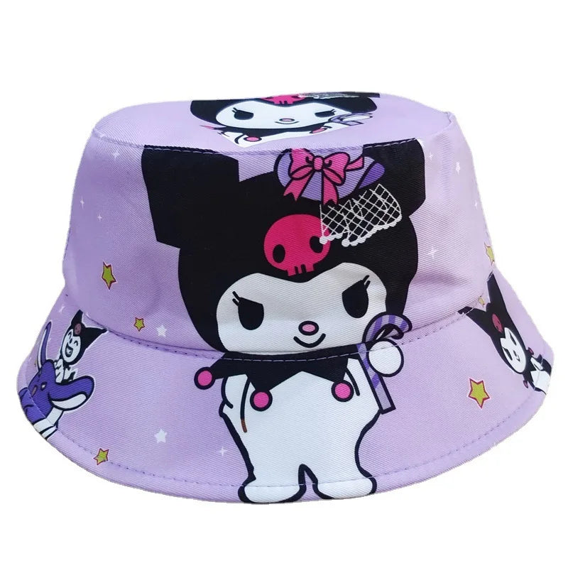 Kuromi panama summer sun hat cap for kids: anime cute big ear cartoon fisherman cap - summer sun protection with style! for holidays and sea 3-12 years old boys girls picachu pokemon
