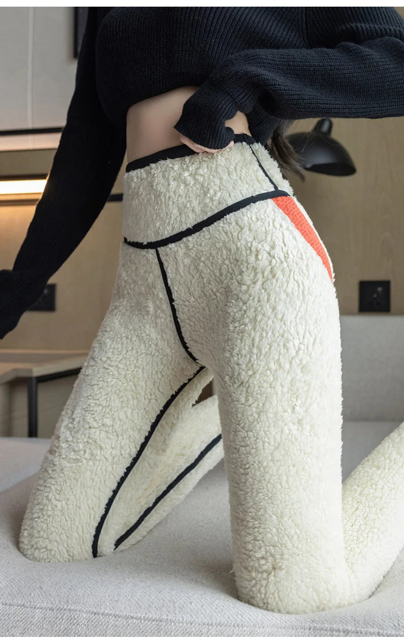 Extra thick lamb velvet shark leggings - women's high waist butt lifter black thermal fleece warm leggings for autumn winter