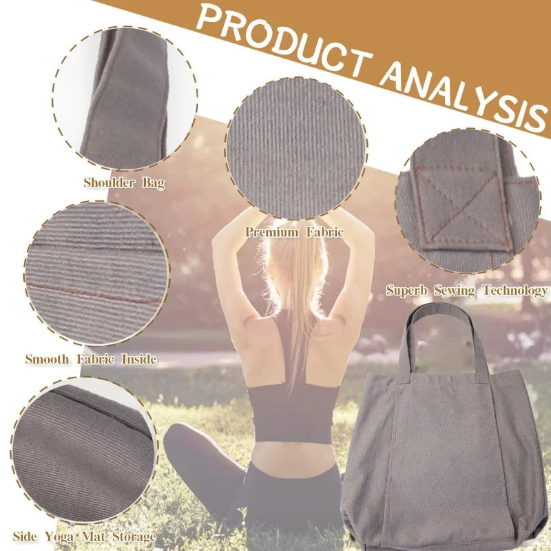 Eco-friendly cotton portable yoga pilates mat storage bag outdoor yoga tote bag large capacity canvas shoulder bag yoga accessories storage bag