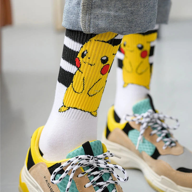 Pikachu & Friends cartoon anime socks for men and women ankle socks with Charmander Kawaii Winter Cotton