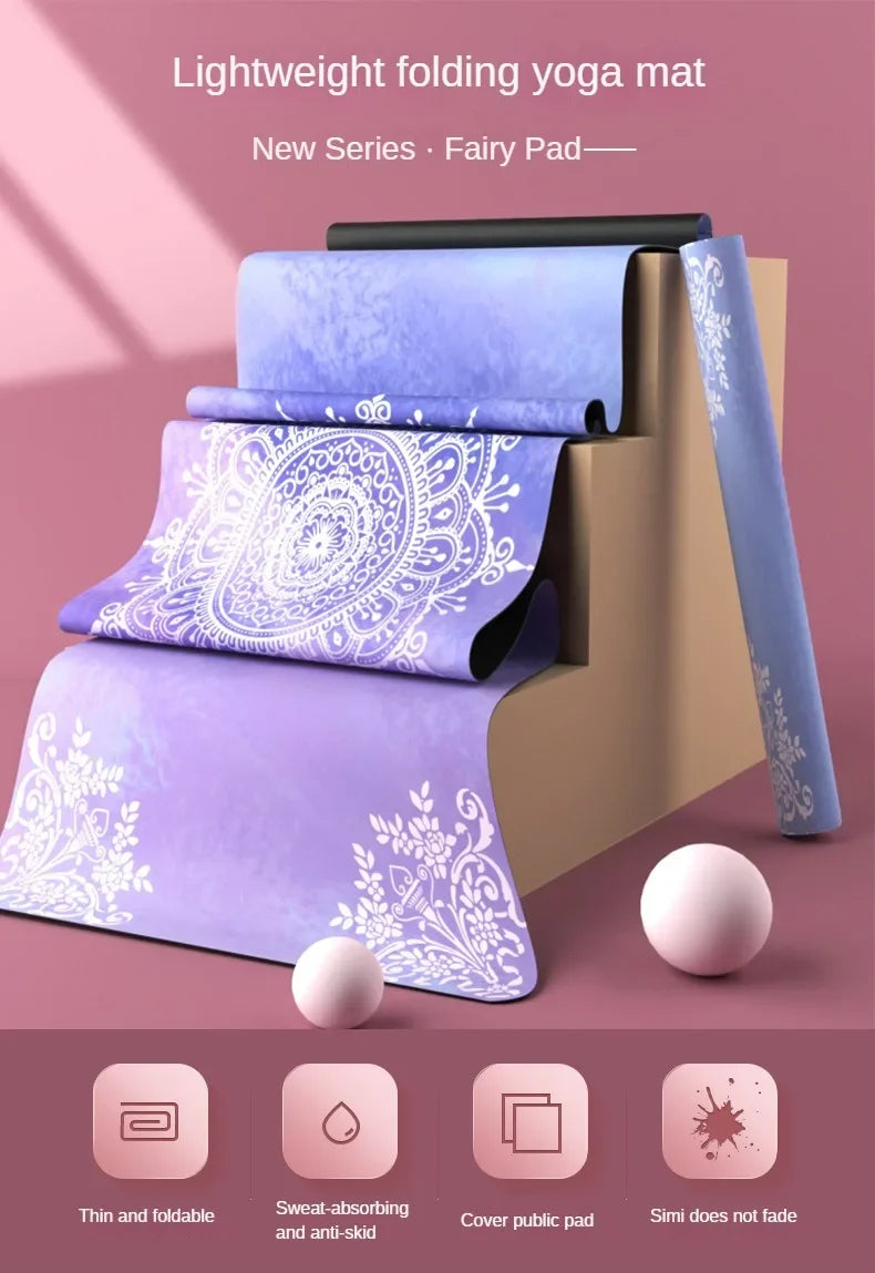 Foldable non-slip Yoga mat towel- Ultra thin, sweat-absorbent & portable for yoga pilates gym