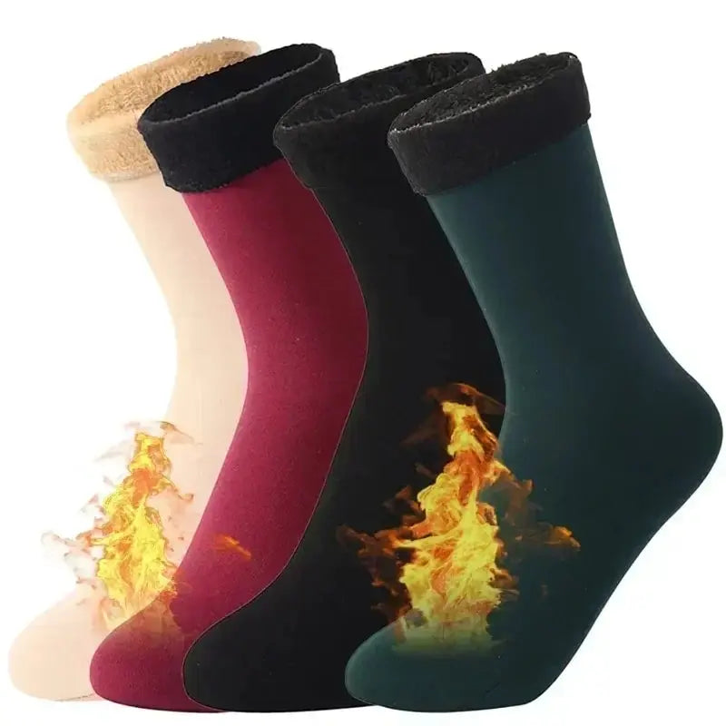 Thermal socks for women winter warm thick fleece wool cotton blend for Snow or home