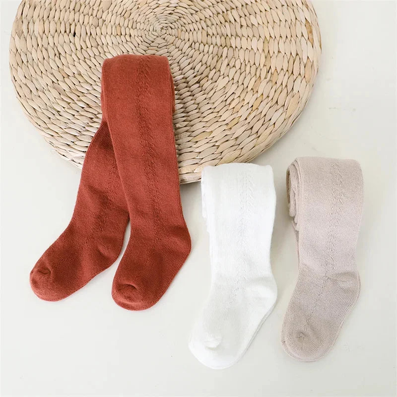 Spring -summer baby kids girl tights fashion knitted ribbed pantyhose - solid mesh leggings for girls, toddler baby tights (0-5Y)