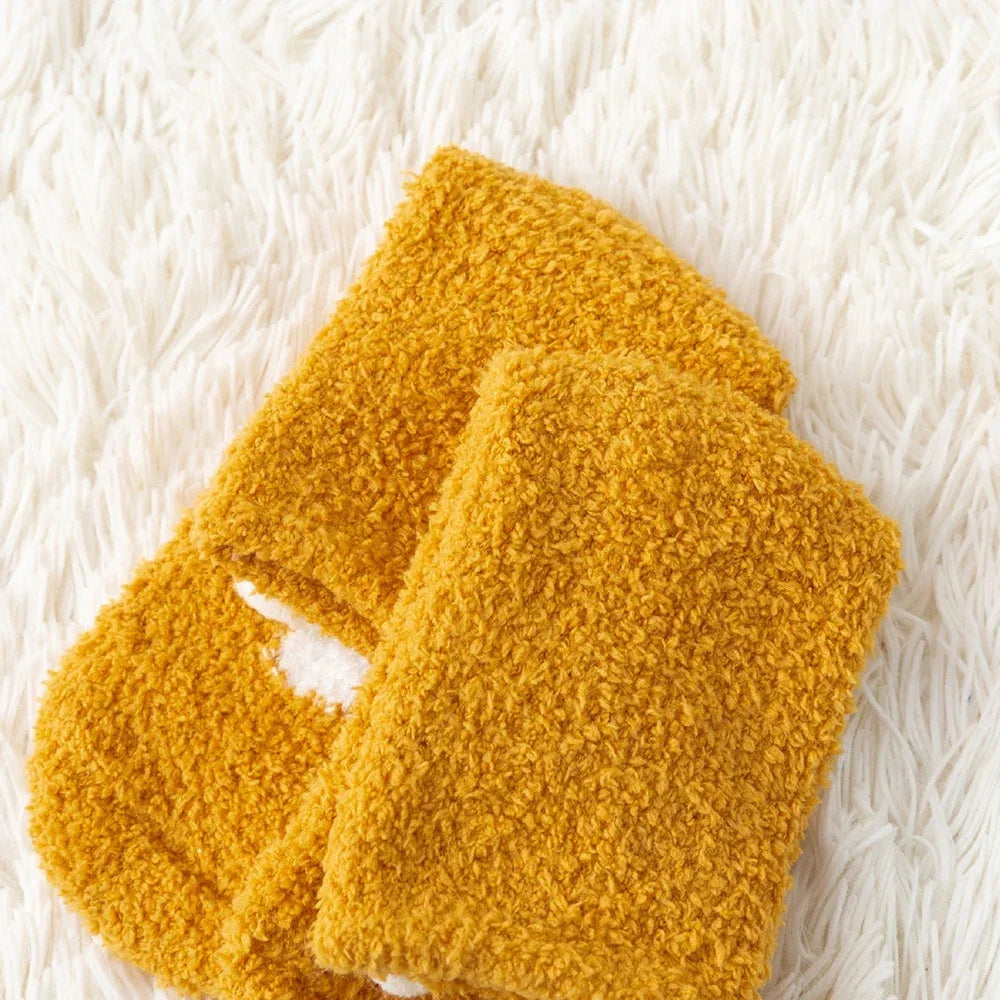 2 Pairs Cartoon Animal Cute Fuzzy Fleece Furry Warm Socks for Women