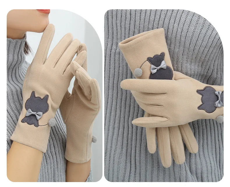 Cozy warm touch Screen-able Gloves for women - Keep warm, stay cute, and conquer every adventure in snow city driving school college
