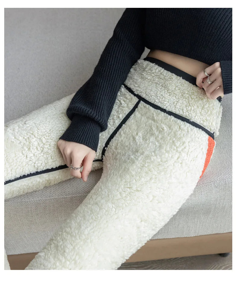 Extra thick lamb velvet shark leggings - women's high waist butt lifter black thermal fleece warm leggings for autumn winter
