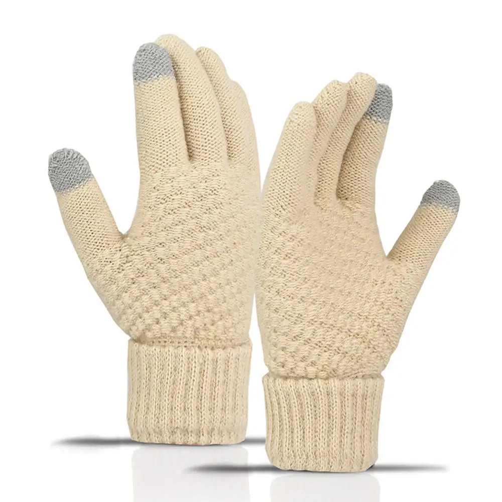 Winter warmth with cat and bird printed thermal knitted cashmere feel gloves - energize your cold days with cozy comfort women or teens girls gloves