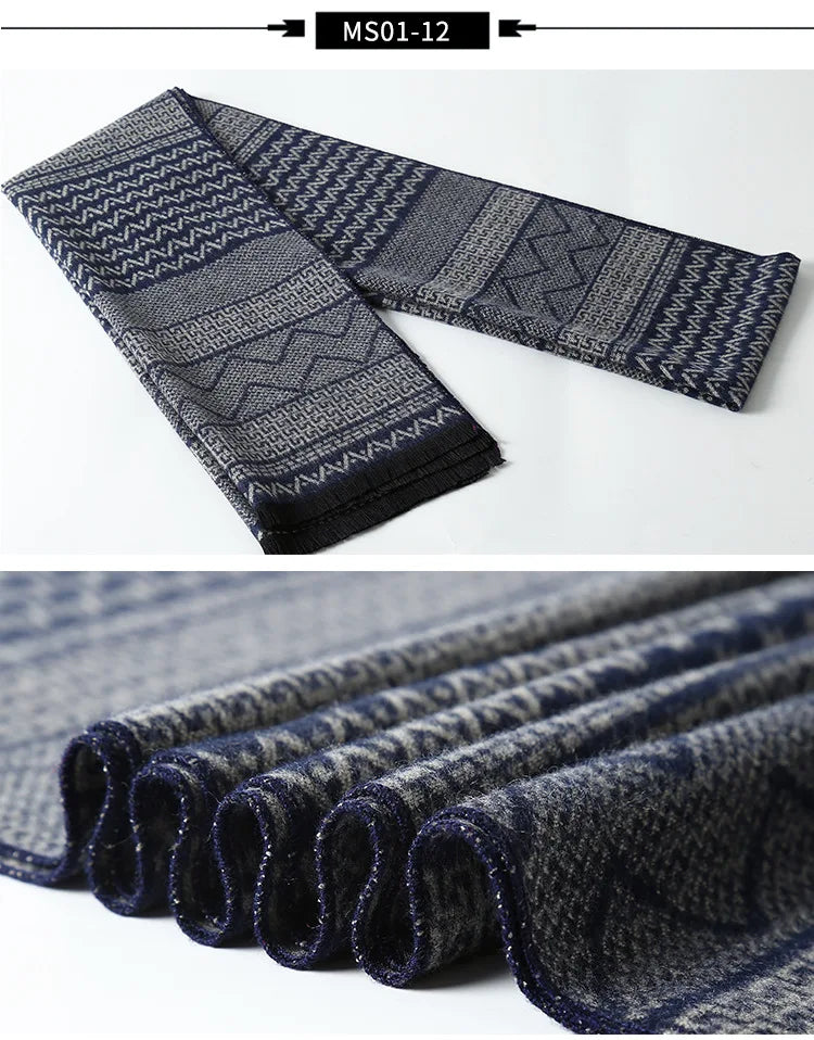 sophisticated cashmere blend warm plaid men's Scarf for winter, casual-business look perfect Gift