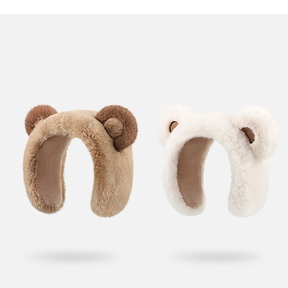 womens or kids earmuffs cartoon little bear warm headbands for winter ear protector