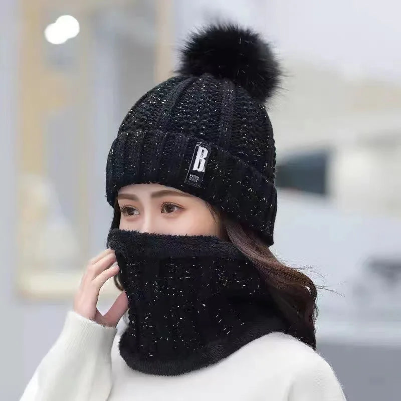 Elegant Women's Winter Knitted Scarf and Hat Set, Ensuring Warmth and Style in Cold Climates