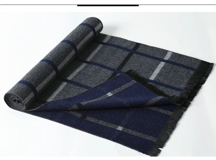 sophisticated cashmere blend warm plaid men's Scarf for winter, casual-business look perfect Gift