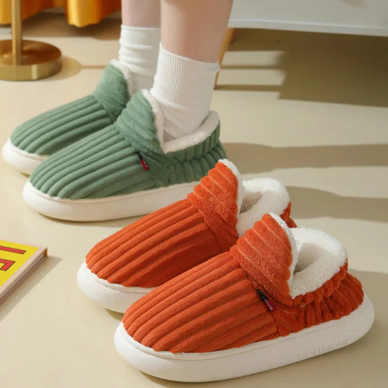 Unisex Cotton Slippers great Winter Plush Shoes, for Casual Warmth & Snowy Days men women