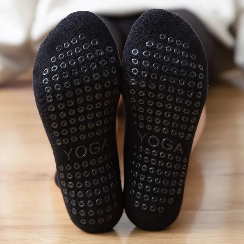 Women's backless yoga or pilates socks that are crafted for high-quality comfort, supreme elasticity, and anti-slip excellence in yoga, pilates, ballet, and dance-ONE SIZE FITS ALL