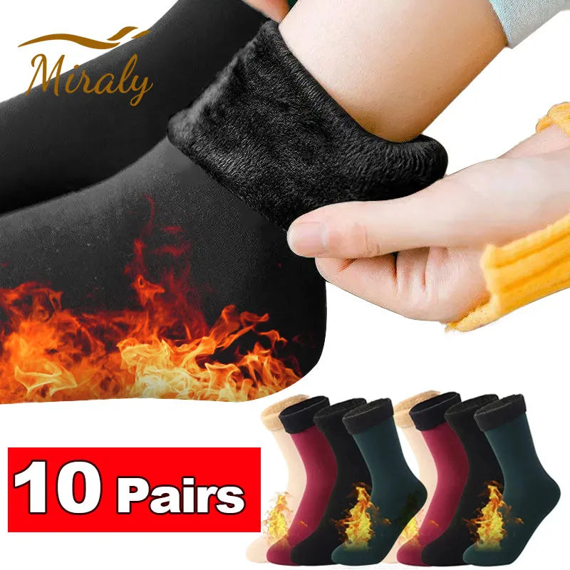 Thermal socks for women winter warm thick fleece wool cotton blend for Snow or home