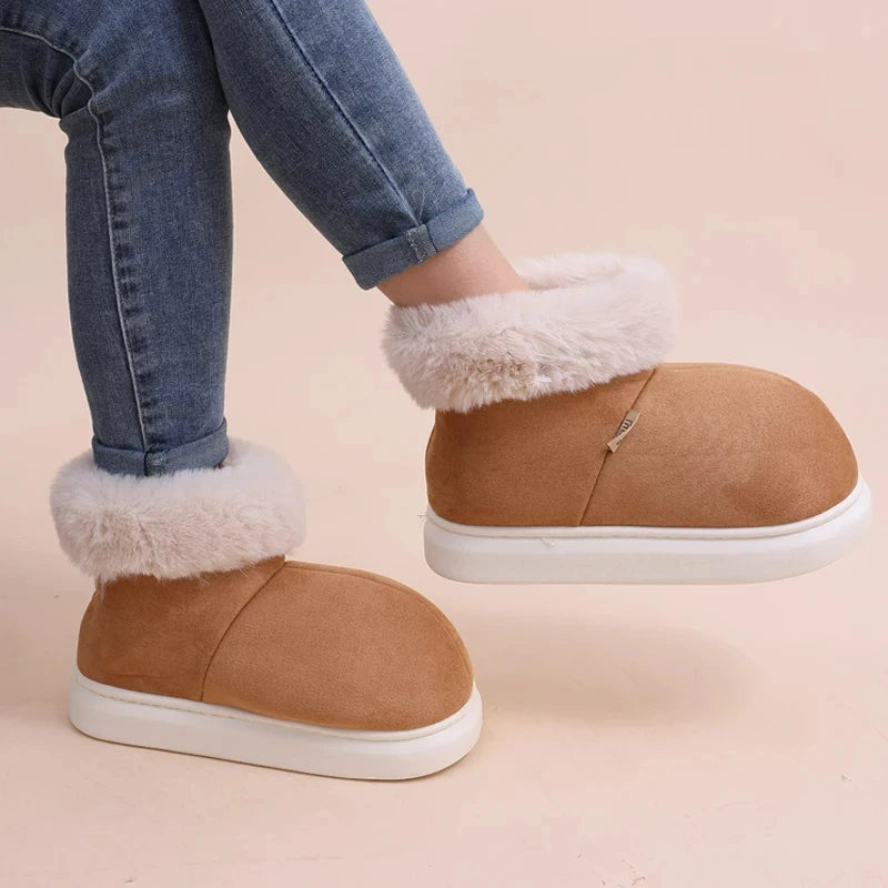 Winter Fur Women's Shoes boots slippers that are Cozy, Antiskid sole Fashionable Solid Colors, Perfect for even Outdoor Warmth and Casual Comfort