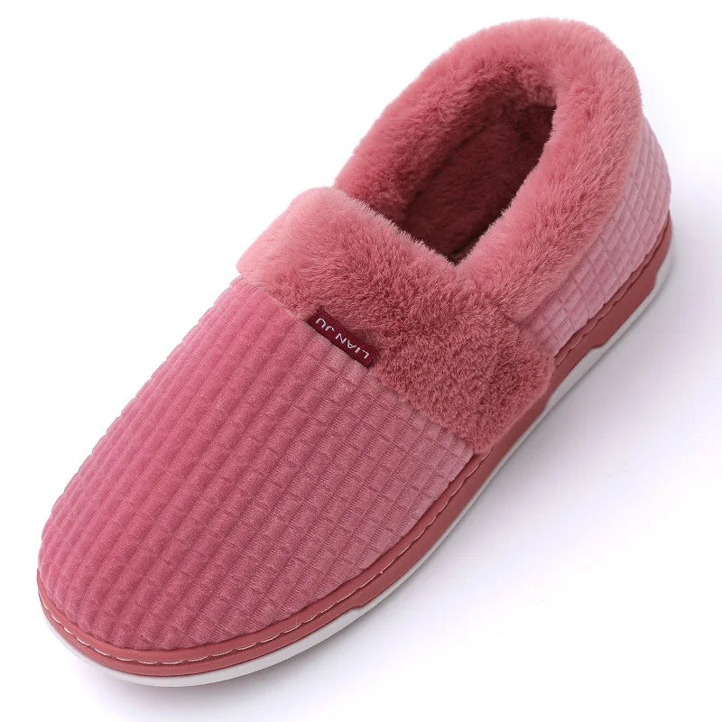 Pantoufles en coton pour hommes et femmes, grandes pantoufles d'hiver chaudes et épaisses en peluche, chaudes et décontractées