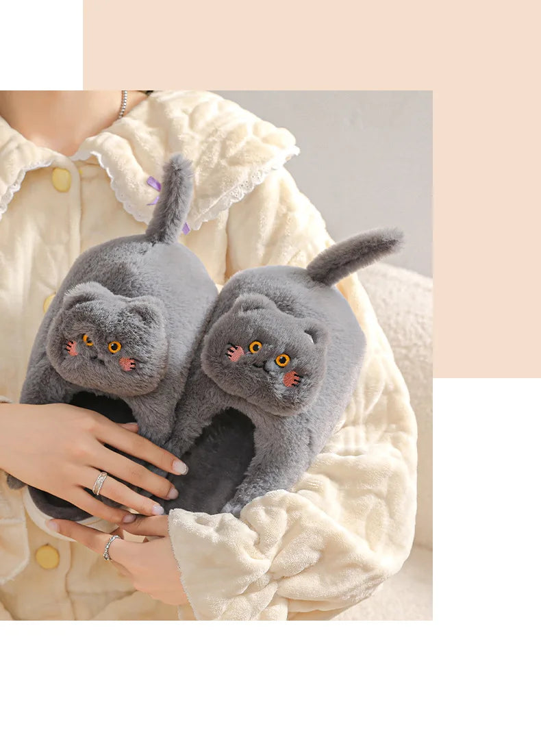 Furry & Warm Cozy Cat Winter Slippers for women extra wither warmth or a special gift
