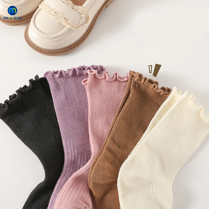 Cotton Girls and Women's Middle Tube Socks 5 pair pack