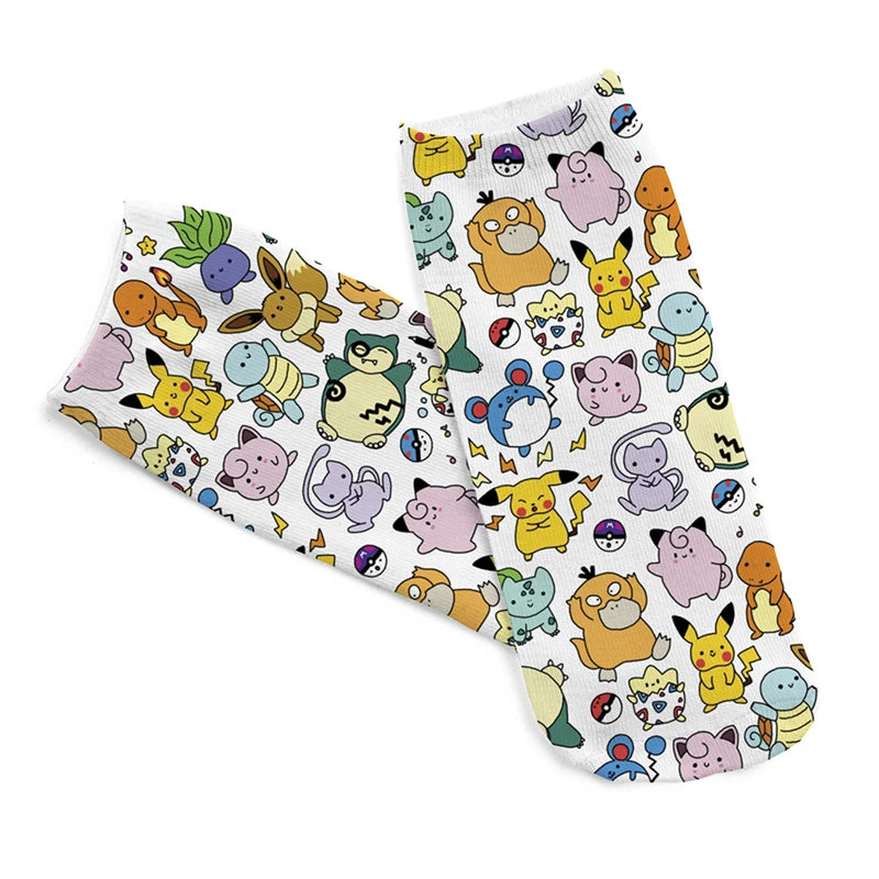 Pikachu & Friends cartoon anime socks for men and women ankle socks with Charmander Kawaii Winter Cotton