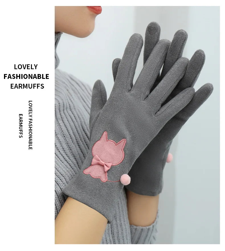 Cozy warm touch Screen-able Gloves for women - Keep warm, stay cute, and conquer every adventure in snow city driving school college