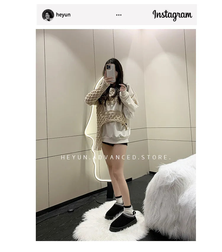 Winter cozy soft warm snow Boots slippers Cozy, Thick-Soled Half Slippers for Women