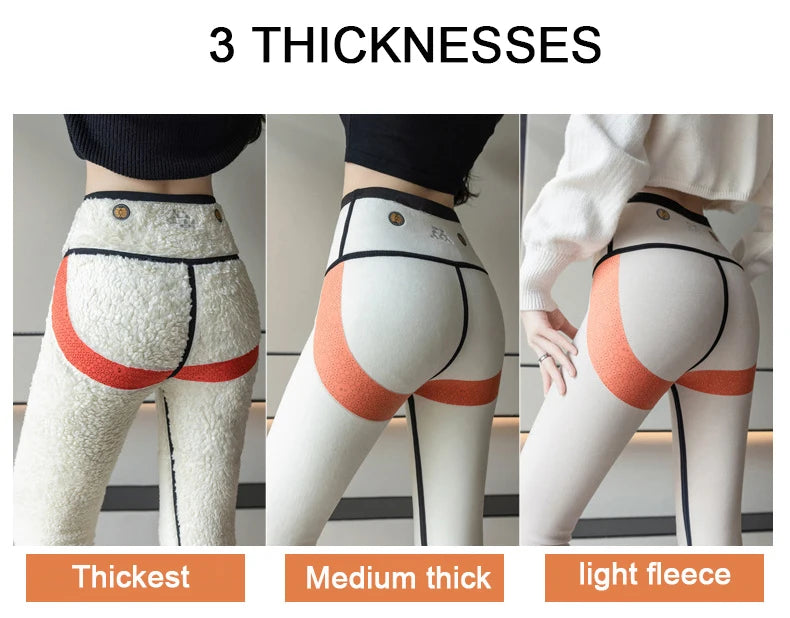 Extra thick lamb velvet shark leggings - women's high waist butt lifter black thermal fleece warm leggings for autumn winter